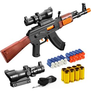 Shushuzz Toy Gun Sniper Rifle Toy for Boys Age 8-12 Realistic Foam Blaster Gun with Scope & 20 Soft Bullets, Manual Action Dart Shooting for Outdoor Games, for Kids & Adults