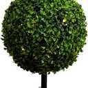 Nearly Natural 3ft. UV Resistant Artificial Double Ball Boxwood Topiary with LED Lights in Decorative Planter (Indoor/Outdoor)