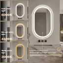 40"x24" Oval LED Bathroom Mirror with Lights, Gold Anti Fog Lighted Vanity Mirror Wall Mounted, LED Oval Mirror with 3 Colors, Memory, ShatterProof, Front/Backlit, Horizontal/Vertical