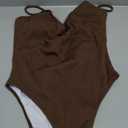 Zando One Piece Swimsuit Women Sexy Ribbed Swim Suits for Women 2025 Bathing Suit Open Back Swimsuits Slimming Women Swimwear (X-Large, Brown)