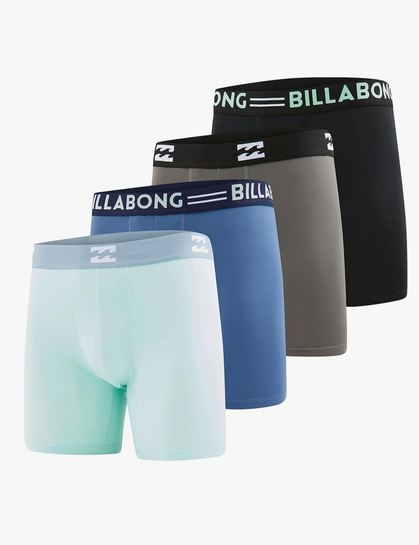 Billabong Mens Underwear 4 Pack Microfiber Performance Boxer Briefs for Men Medium