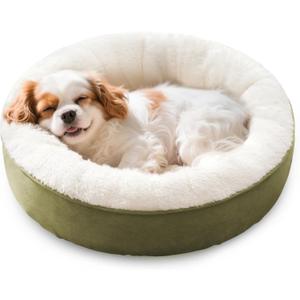 Love's cabin Round Donut Cat and Dog Cushion Bed, 25in Pet Bed for Small or Medium Dogs, Anti-Slip & Water-Resistant Bottom, Soft Durable Fabric Pet Beds, Washable Calming Cat & Dog Bed Olive Green