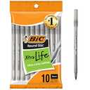 BIC Round Stic Xtra Life Black Ballpoint Pens, Medium Point (1.0mm), 10-Count Pack of Bulk Pens, Flexible Round Barrel for Writing Comfort, No. 1 Selling Ballpoint Pens