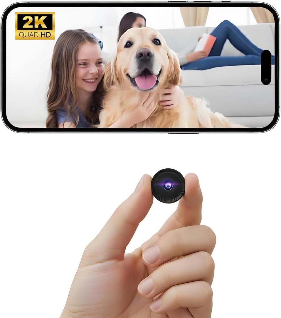 ELEFOCUS Hidden Camera,2K Mini Camera,Nanny Cam Hidden Camera,WiFi Spy Camera with Night Vision & Motion Detection,Camaras Espias Ocultas for Pet/Baby/Nanny Black