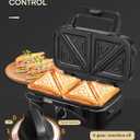 FOHERE Sandwich Maker 3 In 1 Waffle Maker With Removable Plates,1200W Grilled Cheese Maker, 5-gear Temperature Control, Non-stick Coating Easy to Clean, Indicator Lights, Silver/Black