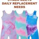 3 Pack Gymnastics Leotards for Girls Toddler Biketards Unitards Sleeveless Tumbling shorts Dance Outfits 7-8 Years, Pastel Swirl Tie-dye