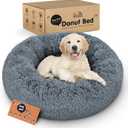 Donut Dog Bed - Premium Comfort for Anxiety Relief - Fluffy & Calming Design with Ultra-Plush Support | Cozy Round Dog Bed with Super Soft Circle Style (Dark Grey, Small)