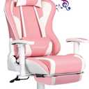 GTRACING Gaming Chair with Footrest Speakers Video Game Chair Bluetooth Music Heavy Duty Ergonomic Computer Office Desk Chair (Pink)