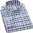 Cromoncent Mens Long Sleeve Oxford Button Down Shirts Casual Dress Shirt for Men,100% Cotton,Plaid/Stripes Shirts XL