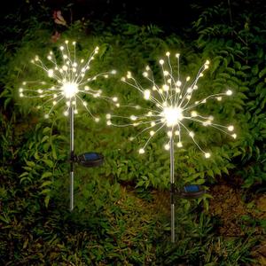 Anordsem Solar Lights Outdoor Waterproof: Garden Light Solar Powered for Yard Outside - Sparkler Fireworks Twinkle Lighting Path Decor 2 Pack - LED Starburst Gardening Gifts for Women Mom Wife (Warm White)