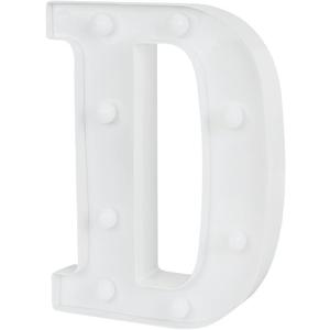 Restaurantware Illumify 6.3 x 1.2 x 8.7 Inch Light Up Letter 1 Durable Marquee LED Light - Letter D Touchproof White Plastic Party Light Keyhole Slot For Parties Weddings Or Special Events