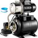 1.6HP Shallow Well Pump with Pressure Tank, 1320 GPH Water Pressure Booster Pump, Maximum Head 164FT Automatic Shallow Well Jet Pumps for Home Irrigation Sprinkler Garden Lawn