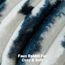FUTEI Pack of 2 Faux Fur Plush Throw Pillow Covers 24x24 Inch Soft Tie Dye Striped Textured Farmhouse Decorative European Cushion Covers Modern Home Decor for Couch Bed Living Room, Navy Blue White