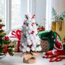 16.5 inch White Christmas Tree Centerpiece Small Tabletop Christmas Tree, White Pine Tree Rustic Mini Christmas Decorations Centerpiece Holiday Kitchen Shelf Decor Xmas Gifts