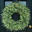 26'' Eucalyptus Wreath for Front Door - Large Artificial Eucalyptus Leaves with White Seeds Greenery Outdoor Wreath for Porch,Window,Farmhouse,Home,Hanging Decor- Spring, Summer, All Seasons (Green)