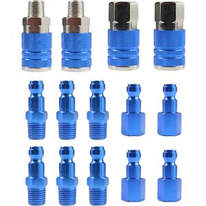 Type C Air Fittings Connect Automotive Air Plug & Coupler Set 14PCS Air Hose Fittings for Air Compressor Fittings Kit Aluminum T/Auto Air Fitting Set, AUTOMOTIVE STYLE
