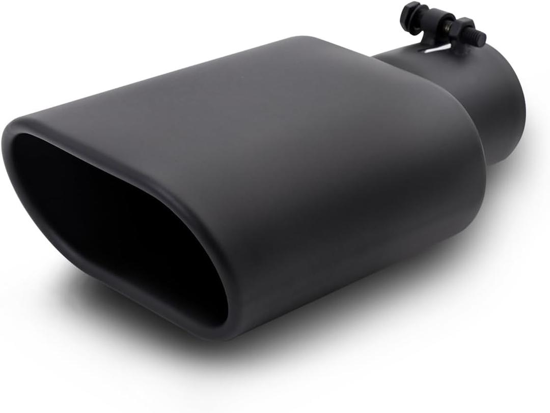A-KARCK Rectangle Exhaust Tip 2.5" Inlet, Black Coating Square Exhaust Tailpipe Tip 3" x 5.5" Outlet 9.5" Long Blot on Design Easy Installation