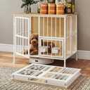 Hadulcet 27'' Foldable Dog Crate Furniture, Small Dog Kennel with 2 Bowls