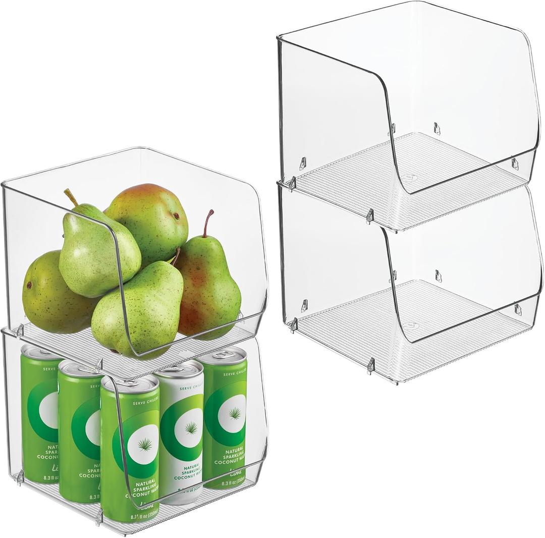 iDesign Open-Front Storage Bin, Set of 4, Clear