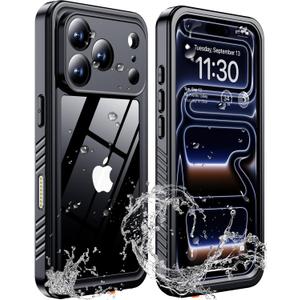 for iPhone 17 pro max case Waterproof,[IPX8 Underwater Case][Full Body Shockproof &15FT Military Dropproof][Built-in Screen Protector][Dustproof]Clear Sound for iPhone17 pro max case 6.9 inch-Black
