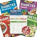HAMIEW 5 Pack Diabetes Food List and Meal Planner  Stop Guessing What to Eat, Diabetic Cookbooks with 80+ Recipes for Prediabetes Type 1 & 2, Glycemic Index (GI) Guide, A1C Chart, Serving Size