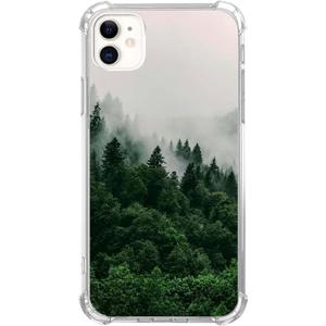 Scenery Nature Forest Phone Case Compatible with iPhone 11, Foggy Green Mountain Cover for Teens Men Women, Trendy Cool TPU Bumper Case Cover for iPhone 11