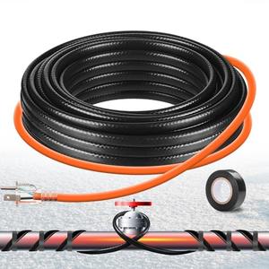 PBPHX 30FT Heat Tape for Water Pipes,Heating Cable for Pipe Freeze Protection,Water Pipe Insulation/Roof Snow De-Icing,Deicing Heating Cable,with Mounting Buckle (30FT)