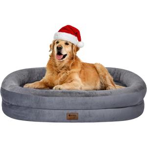 Orthopedic Washable Large Dog Bed: Waterproof Pet Bed with Bolsters - Removable Washable Cover for L XL XXL Large Sized Dog Bed - Non-Slip Bottom - Dark Gray