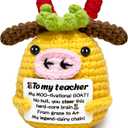 Teacher Appreciation Gifts, Positive Cow Crochet Animals Teachers Day Gifts for Women, Emotional Support Gift for Teacher Appreciation Week Graduation Birthday Retirement Gift