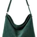 KALIDI Corduroy Tote Bag for Women Casual Zipper Tote Handbag Large Crossbody Hobo Shoulder Bag Work Fashion Women Purse (Dark Green)