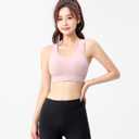 Sports Bras for Women, Criss-Cross Back, Adjustable Wire-Free Medium Support Workout Bra with Removable Cups (Large, Pink - 3 Adjustable Hook)