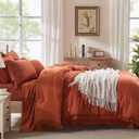 Andency Oversized King Comforter Set with Sheets 128x120 Terracotta - 7 Pieces Bed in a Bag Boho Soft Lightweight Bedding Sets, Tassel Bed Set with Comforter, Sheets, Pillowcases & Shams (Super King Plus, 02 - Burnt Orange)