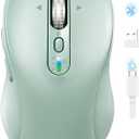 Wireless Bluetooth Mouse for Laptop,USB+BT2,Quiet Ergo Computer Mouses,Metal 4-Way Super Scrolling, 3200 DPI,Rechargeable,10 Button,Plug&Play,Multi Device Cordless Mice for iPad,Tablet,Mac,PC(Green)