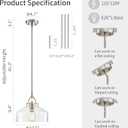 WUZUPS Chandelier Rustic Farmhouse Industrial Round Ceiling Pendant LED Light Fixture with Clear Glass Shades for Dining Room Kitchen Island Foyer Entryway, H 9.4" x W 10.6", E26 Base, Brushed Nickel