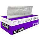 Pre-Cut Deli Aluminum Foil Sheets, 100 Count - Heavy Duty 9x10' Pop Up Sheet for Burrito, Hot Dogs & Sandwiches