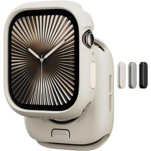 MAGEASY Designed for Apple Watch Series 11 Case 42mm | Shockproof Silicone Bumper with Customizable Buttons, Military Grade Durable Protective iWatch Cover, Skin Series - Starlight White