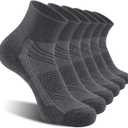 CelerSport 6 Pack Men's Ankle Socks with Cushion, Sport Athletic Running Socks (9-12, Dark Gray)