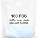 Maitys 100 Pcs 18"x20" Clear Plastic Bags with Handles Large Merchandise Shopping Bags for Small Business, Retail, Boutique Stores, Gifts