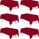 BRILLMAX 6 Pack Burgundy Tablecloths 60 x 102 Inch for 6ft Rectangle Tables - 150 GSM Polyester Fabric, 15" Standard Drop, Water, Stain & Wrinkle Resistant Cloth Cover for Wedding Dining Buffet