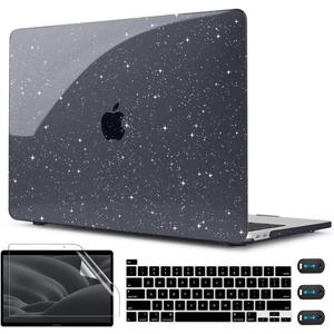 CISSOOK Black Glitter Case for MacBook Pro 13 Inch 20252020 Release Model A2338 A2251 A2289 with Touch Bar, Bling Hard Shell Cover Keyboard Skin for MacBook Pro 13 M1 M2 Sparkly