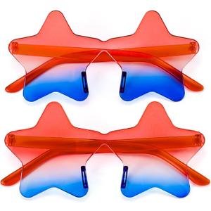5 x Candy Color Clear Rimless Star Sunglasses for Christmas Party