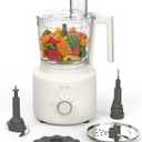 Martha Stewart Food Processor, 10-Cup Electric Chopper for Slicing, Shredding, Mincing and Puree, BPA-Free Twist & Lock Bowl, 3 Multipurpose Blades, Variable Speed Dial, Wide Feed Chute, Linen Cream