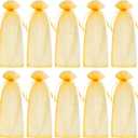 Tayfremn 30pcs Organza Wine Bags Drawstring Organza Bottle Gift Bags Gold Sheer Wine Wrapping Bag for Bottle Wrap Christmas Wedding Party Favors Samples Display Decoration, 5.5x14.5 inch(Gold)