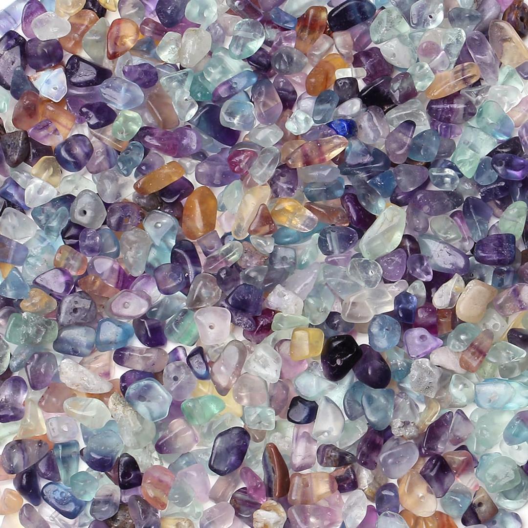 ZHIYUXI 400pcs Fluorite Crystal Beads 5-8mm Beads for Crafts Gemstones 2 Strands Irregular Stone Loose Rocks Beads for Bracelet Making Hole Drilled Natural Crystal Chips Jewelry Making DIY Necklace