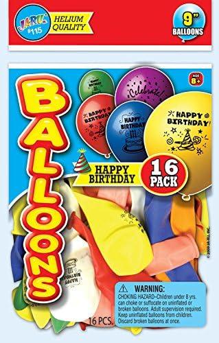 Ja-Ru Balloons Happy Birthday Party Favor Bundle (16 Pack)
