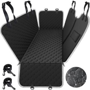 Mancro Dog Car Seat Cover for Back Seat, Waterproof Car Seat Protector for Dogs with Side Flaps, Scratchproof Car Seat Cover, Dog Hammock with Nonslip Bottom for SUVs, Standard(54 W x 55 L) (Black)