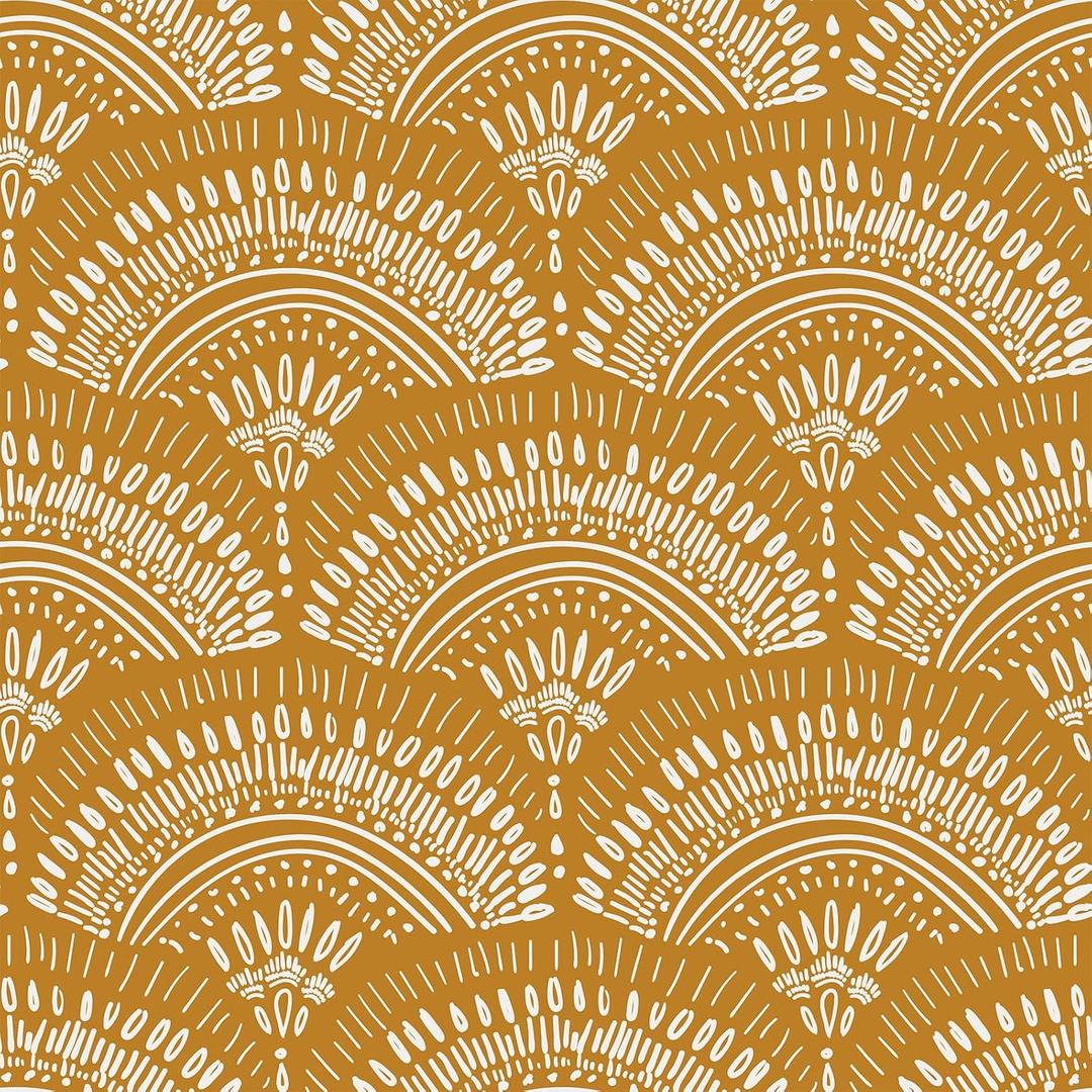 VEELIKE Mustard Yellow Geometric Peel and Stick Wallpaper Boho Geometric Wallpaper Removable 17.7''x118'' Renter Friendly Art Deco Wallpaper Peel and Stick for Bedroom Bathroom Accent Walls Cabinets (17.7" x 118")
