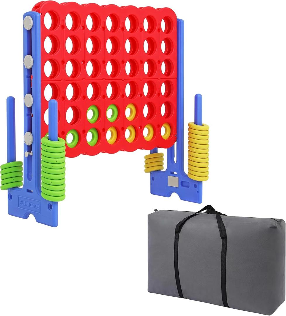 SDADI Jumbo 4 in a Row Game, 4-to-Score Giant Game Set with Adjustable Height (2.5-3.5 FT) for Kids & Adults, Indoor/Outdoor Connect Game with Quick-Release Slider, Perfect for Family and Party Games (Blue)