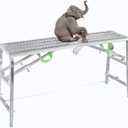 Scaffolding Equipment, Step Ladders, Portable Multipurpose Folding Scaffolding Work Platform Scaffold Tower Ladder Stool Bench Adjustable Height, Galvanized Steel Welding, 800 Lbs Maximum Load (5.91ft)