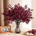Waipfaru 6Pcs Fake Flowers Baby's Breath Silk Artificial Flowers Gypsophila Bouquets Bulk Real Touch Fall Stems for Fall Thanksgiving Decor Autumn DIY Floral Arrangement Table Centerpieces, Wine Red